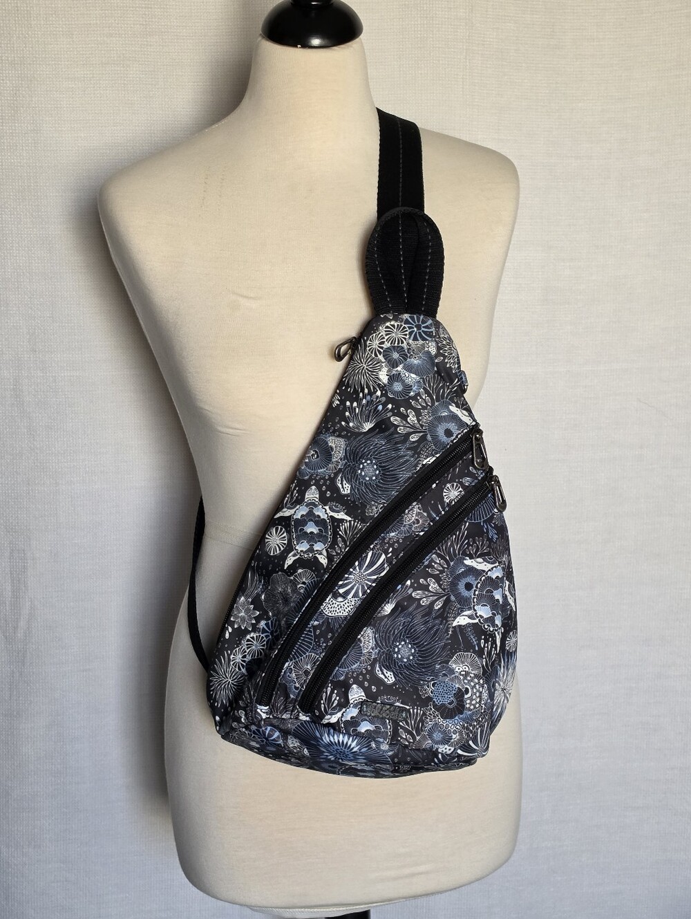 Sakroots On The Go Sling Backpack Midnight Seascape Ocean Life Vegan